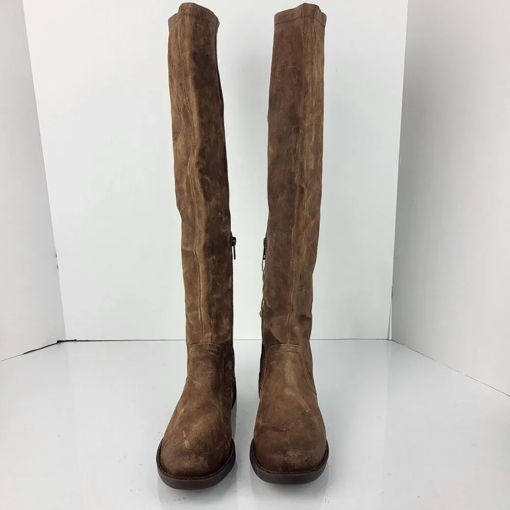 BORN Britton Women's Over the Knee Rust Brown Suede Distressed Boots